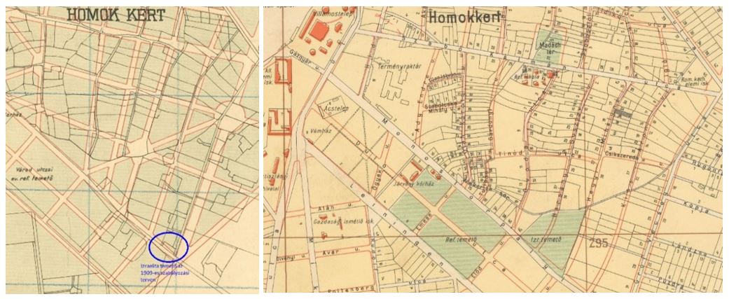 The Israelite cemetery on the urban regulation map from 1909